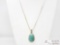 Sterling Silver Necklace W/ Turquoise Pendant, 22.3g