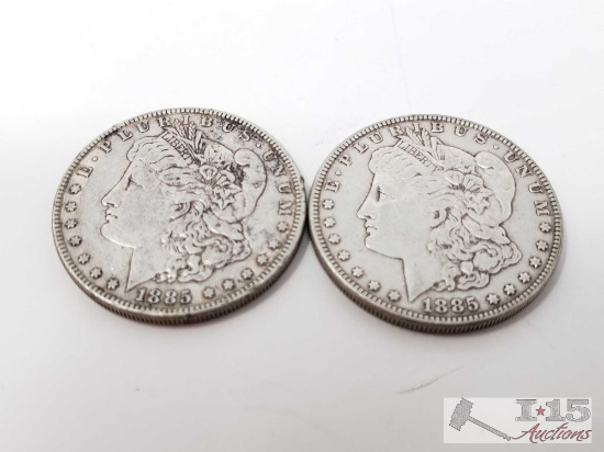 2 1885 Morgan Silver Dollars