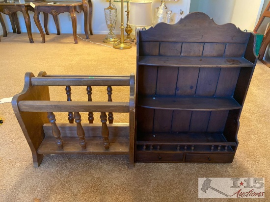 Wooden Magazine Rack and Shelf