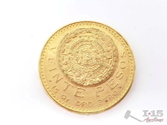 1918 20 Pesos .900 Gold Coin, 16.6g