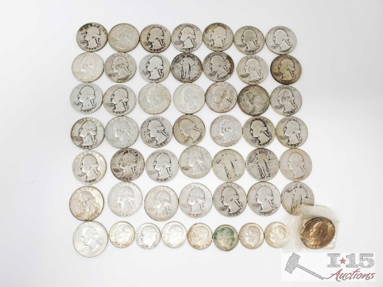 (44) Pre 1964 Quarters & (7) Pre 1964 Dimes, 263.4g