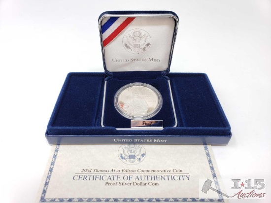 2004 Thomas Alva Edison Commemorative 90% Silver Dollar