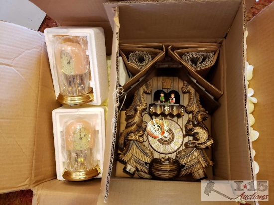 Black Forest Cuckoo Clock And 2 Quartz Dome Clocks