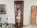 China Cabinet and Approx 25 Pieces of. Crystal and China