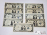9 Blue Sealed Dollar Bills