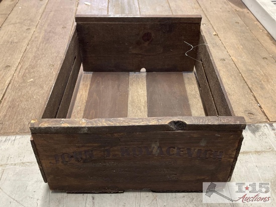 John J. Kovaxcevich Wooden Crate