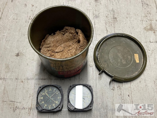 Reusable Container & (2) Military Clocks