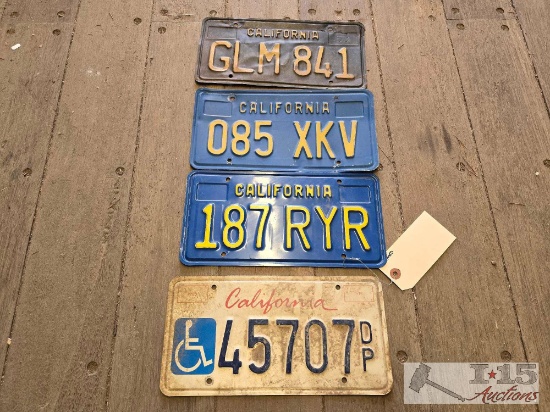 4 California License Plates