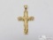14k Gold Cross Pendant with Rhinestones, 5.11g
