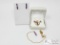 10k Gold Purple Stone Necklaces & Gold Purple Stone Earrings, 8g
