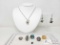 .925 Silver Rings, Earrings and Necklace, 48.64g