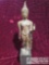 Metal Walking Buddah Statue with Wooden Base