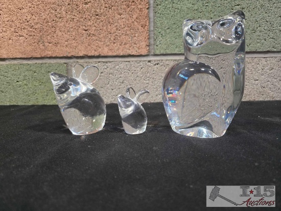(3) Orrefors Crystal Paperweights