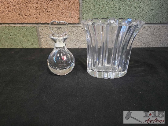 Orrefors Crystal Vase and Perfume Bottle with Stopper