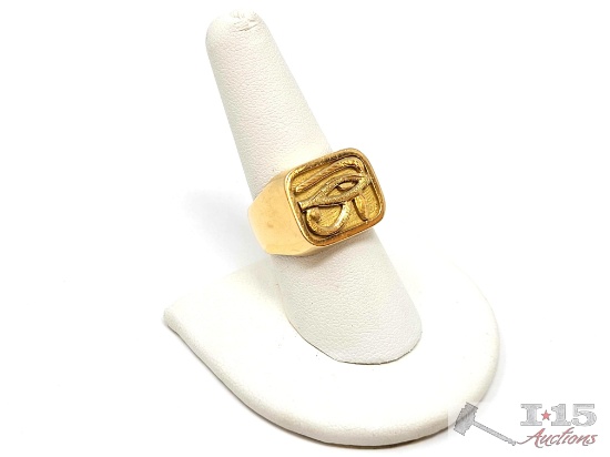 18k Gold Eye of Horus Ring, 8g