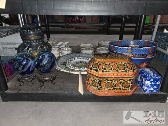 Decorative Bowls, Metal Vase, Platters, Paperweights, Jewelery Box