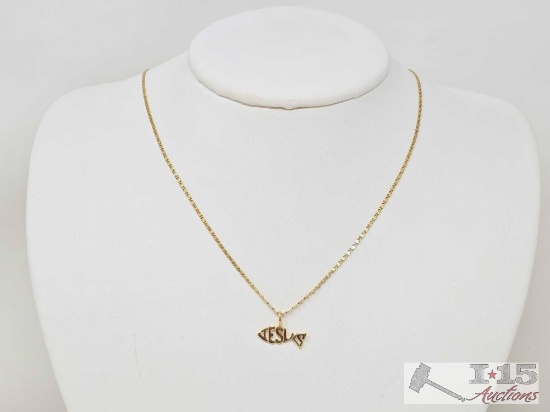 14k Gold 'Jesus' Necklace, 2.88g