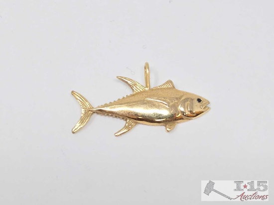 14k Gold Tuna Fish Pendant, 3.97g