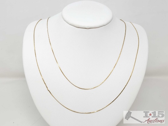 (2) 14k Gold Chain Necklaces, 4.36g