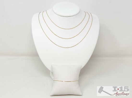 14k Gold Chain Necklaces & Gold Chain bracelet, 4g