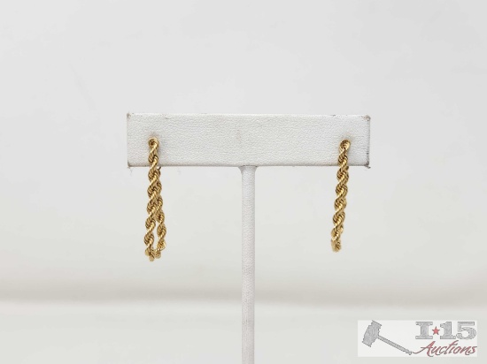 14k Gold Chain Earrings, 3g
