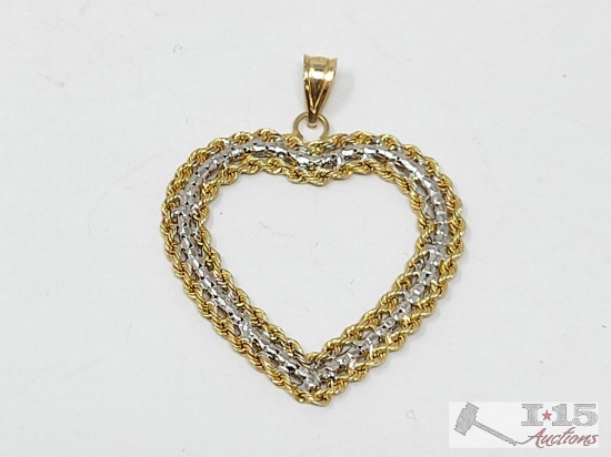 14k Gold Heart Pendant, 1.88g