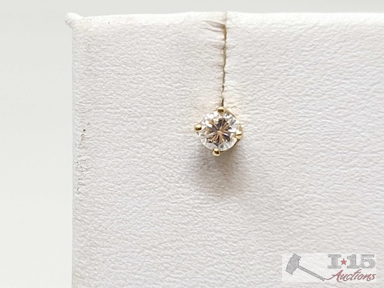 14k Gold Diamond Stud Earring, .35g