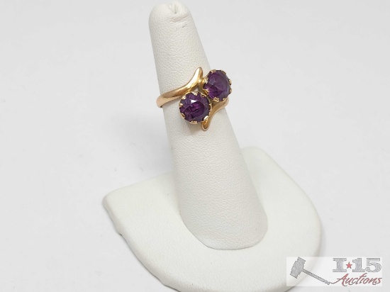 10k Gold Purple Stone Ring, 3.25g
