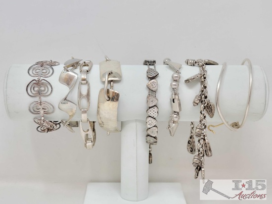 (9) .925 Silver Bracelets, 222g