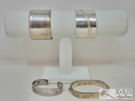 (4) .925 Silver Cuff Bracelets, 143g