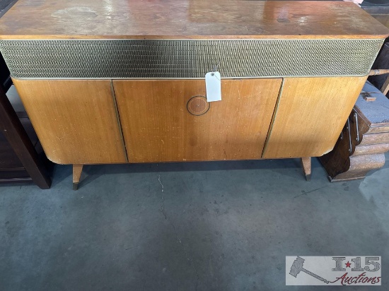 stereo cabinet and 2 box of stereo stuff