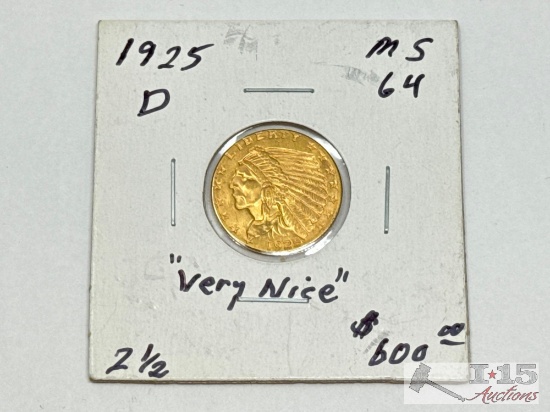 1925D $2.50 Indian Head American Eagle Gold Coin