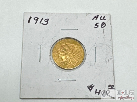 1913 $2.50 Indian Head Eagle Gold Coin