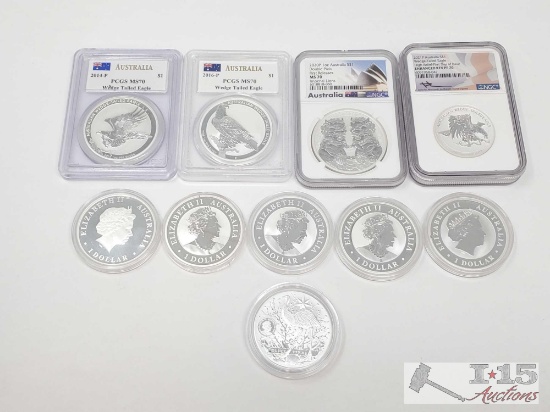 (10) Elizabeth II Australia $1 Silver Coins