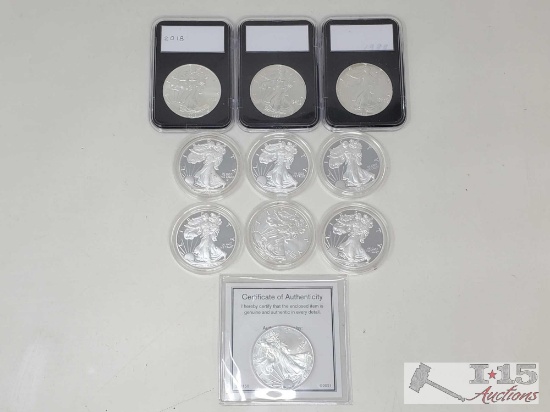 (10) 1988-2021 $1 American Eagle Silver Coins