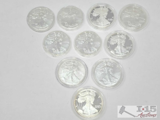(10) 1986- 2021 $1 Walking Liberty Eagle Silver Dollars