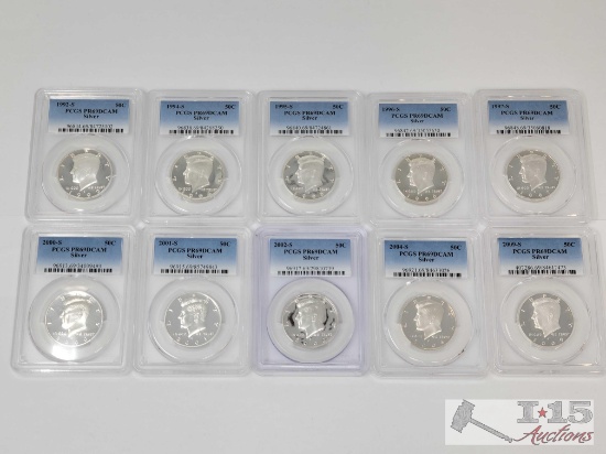 (10) 1992-2009 Kennedy Half Dollar Silver Coins