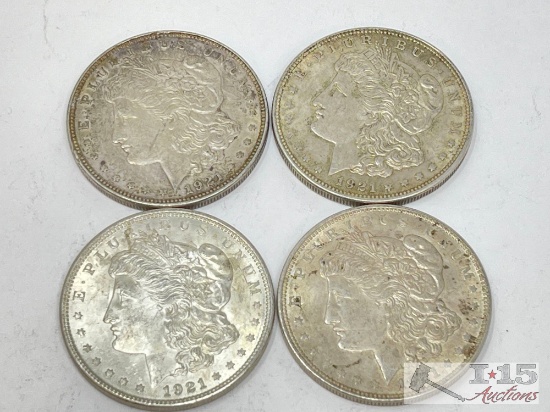 (4) 1921 Morgan Silver Dollars