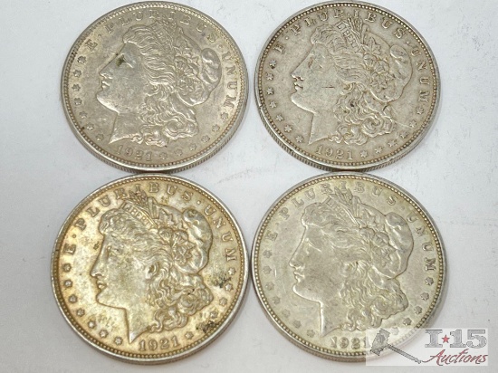 (4) 1921 Morgan Silver Dollars