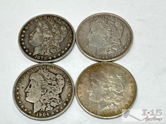 (4) 1879-1900 Morgan Silver Dollars