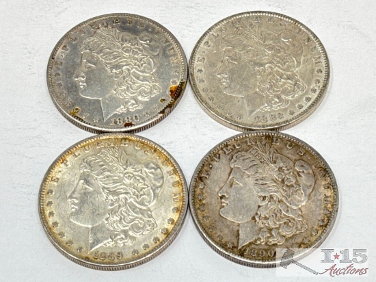(4) 1880-1890 Morgan Silver Dollars