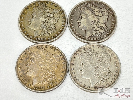 (4) 1882- 1890 Morgan Silver Dollars