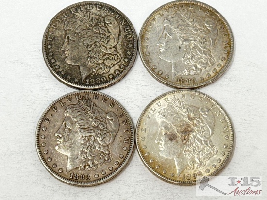 (4) 1880-1898 Morgan Silver Dollars