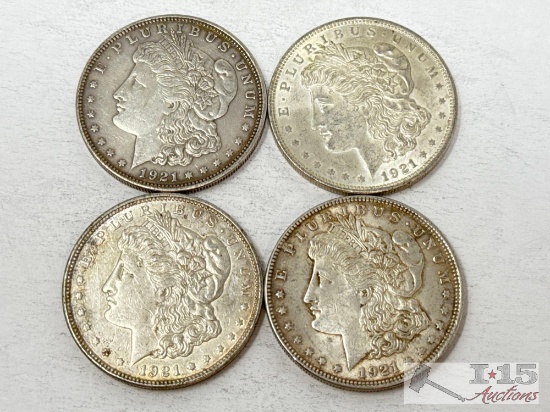 (4) 1921 Morgan Silver Dollars