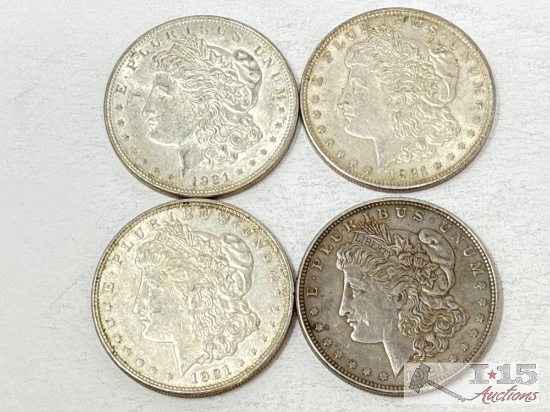 (4) 1921 Morgan Silver Dollars