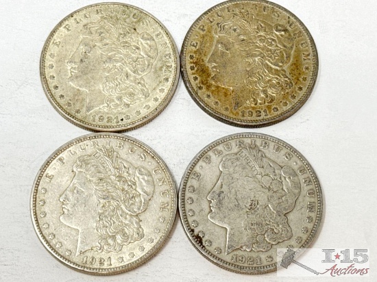 (4) 1921 Morgan Silver Dollars
