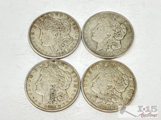 (4) 1921-S Morgan Silver Dollars