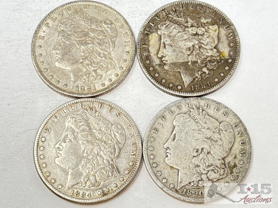 (4) 1881-1890 Morgan Silver Dollars
