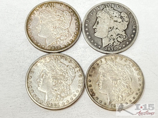 (4) 1878-1900-S Morgan Silver Dollars