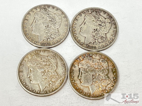 (4) 1879-1897 Morgan Silver Dollars